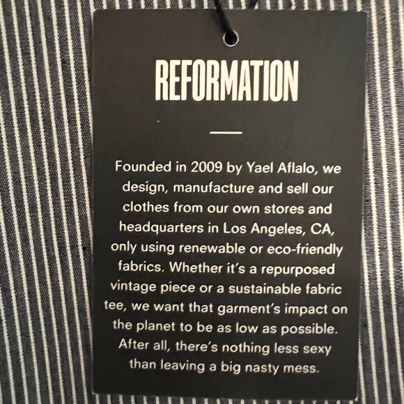 Reformation Wrap Dress. Gray pinstriped. New with tags. Upcycled material. - Picture 5 of 7